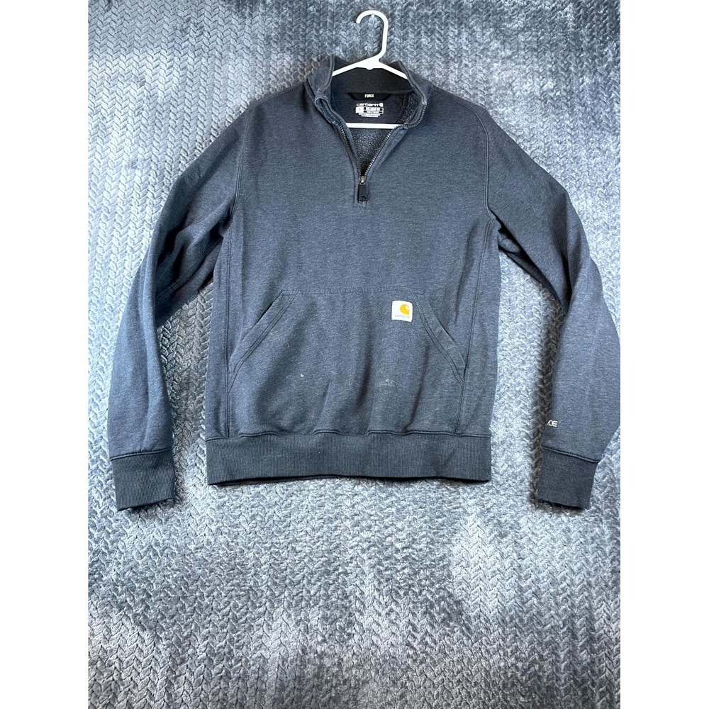 Carhartt Force Sweatshirt Mens Small Heather Gray Relaxed Fit Midweight 1/4 Zip